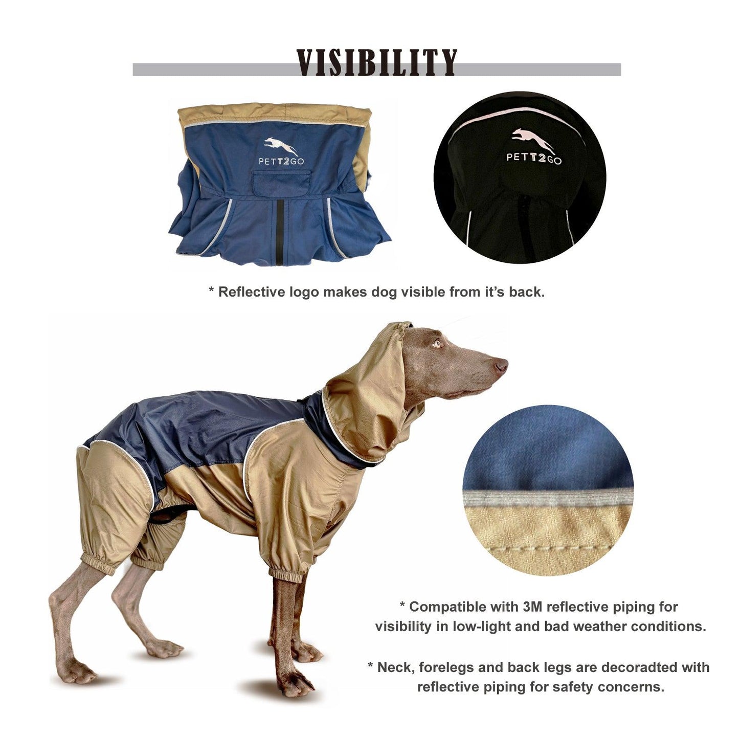 Dog Lightweight Windbreaker-Dog Outdoor Jacket-Navy Blue - PETT2GO