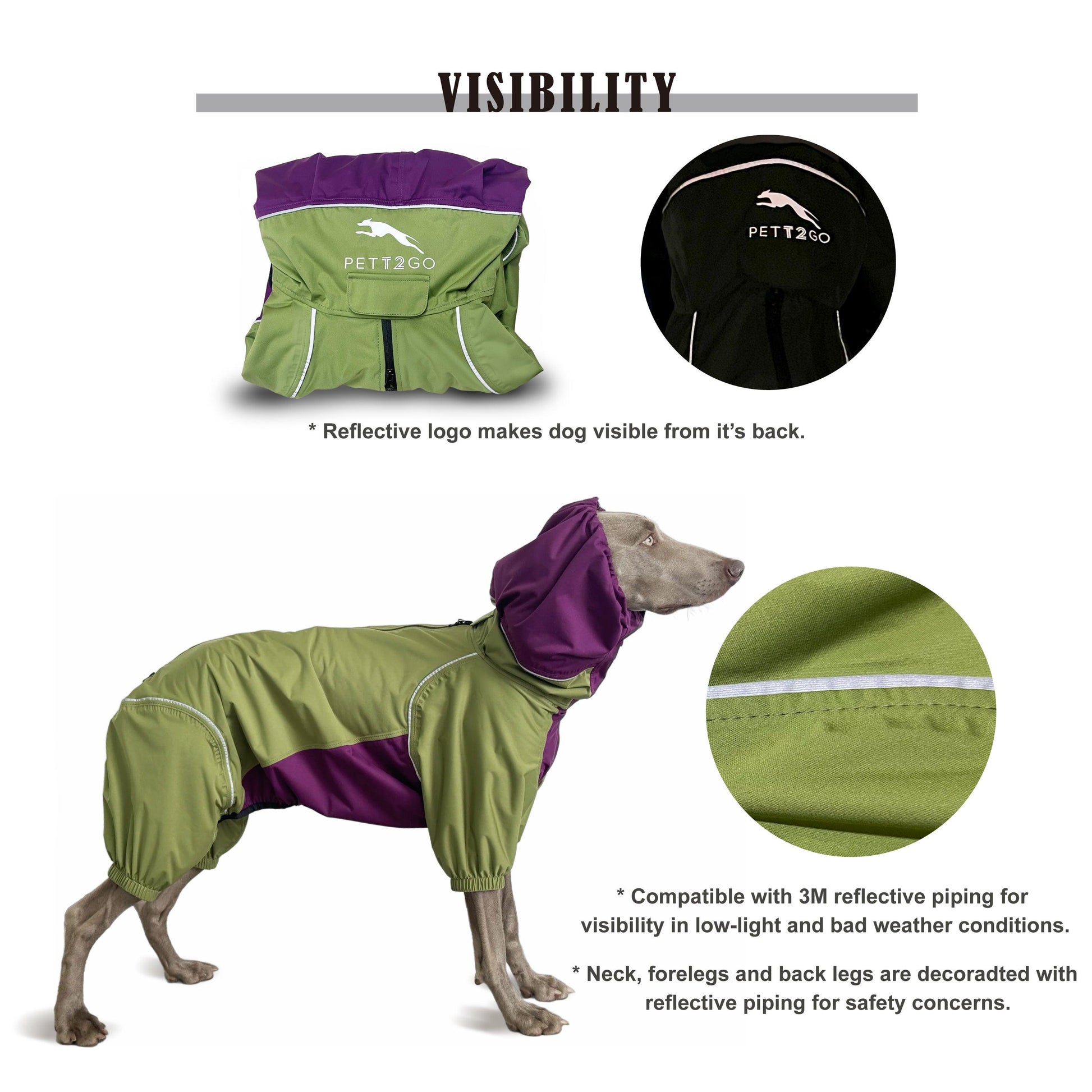 Dog Breathable Raincoat With Legs - Avocado Green - PETT2GO