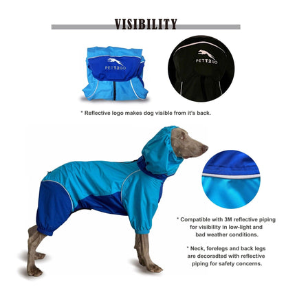 Dog Breathable Raincoat With Legs - Sky Blue - PETT2GO